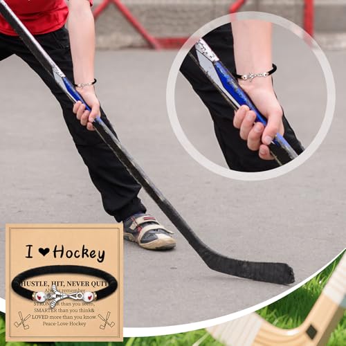 Ecation 20 Set Ice Hockey Bracelets Bulk Adjustable Hockey Adjustable Beaded Bracelets Gifts with Motivational Cards for Women Men Sport Team Players Coaches - Thumbnail 3