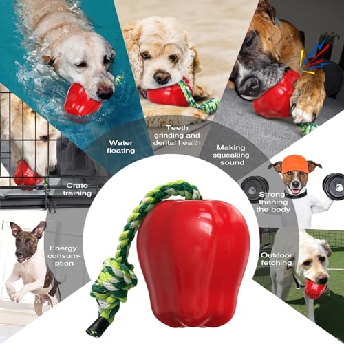 LiuMelinda Dog Chew Toys for Aggressive-Chewers - Indestructible Dog Toy for Aggressive Chewer,Tough Chew Toys for Dogs (Rubber Red Apple)