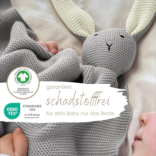 DIKOS Schmuse-Hase Bio-Baumwolle Babydecke in Grau – Bild 3