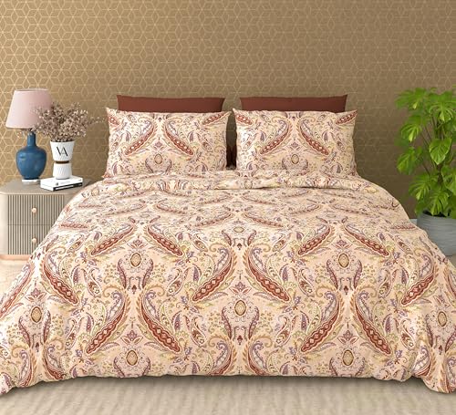 Image of FRESH FROM LOOM Elite 240 TC King Size Flat Sheet Set - 100% Cotton, Skin-Friendly Ultra-Soft 240 TC Luxury Cotton King Bedsheet Set with Pillow Covers, Coffee, Size- 108x108 inch