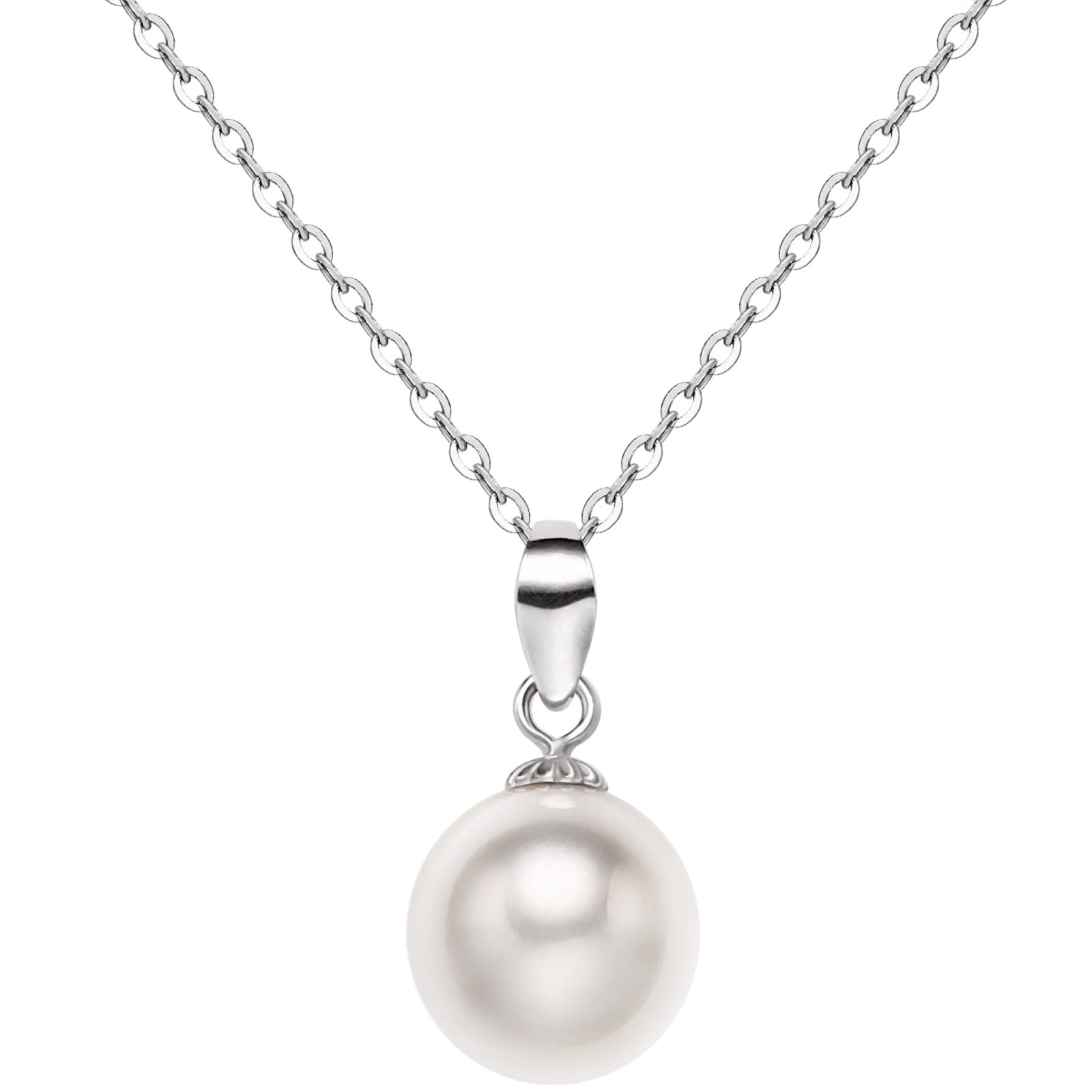 ABSOLUTE AAA+ to AAAA Cultured Pearl Necklace Freshwater Genuine Real Mabe/Oval/Round Pearl Pendant Necklaces for Women S925 Sterling Silver Chains Birthday Gift for mom