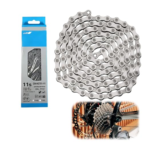 11 Speed Chain Bike Chain for Mountain and Road Bikes Carbon Steel Construction Silver Finish Easy Installation Smooth Shifting Performance Low Maintenance Design Compatible with Multi-Speed Bi