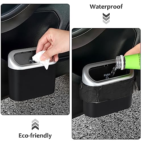 Image of Accmor Car Trash Can with Lid, Mini Vehicle Trash Bin Car Dustbin Garbage Organizer Holder with Trash Bag, 2 Pack Small Hanging Leakproof Cars Storage Bag Container for Auto, SUV, Office (Silver)