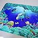 Haokaini 3Pcs/Set 3D Dolphin Print Bathroom Rug Set Anti-Slip Absorbent Bathroom Rug + U-Shaped Toilet Mat + Toilet Seat Cover