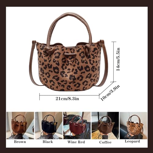 Suede leather women's handbag, women's retro leopard print suede leather handbag, shoulder bag, crossbody bag3