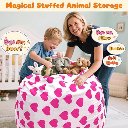 image for Lukeight Stuffed Animal Storage Bean Bag Chair Cover - Premium Velvet 