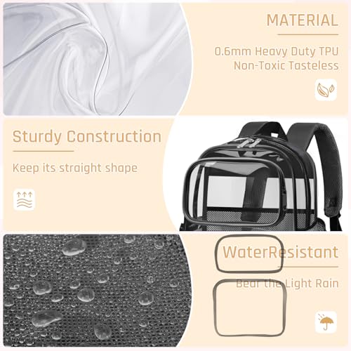 Clear Backpack for School - Large Heavy Duty Clear Bookbag for Boys and Girls, See Through PVC Transparent Backpacks4