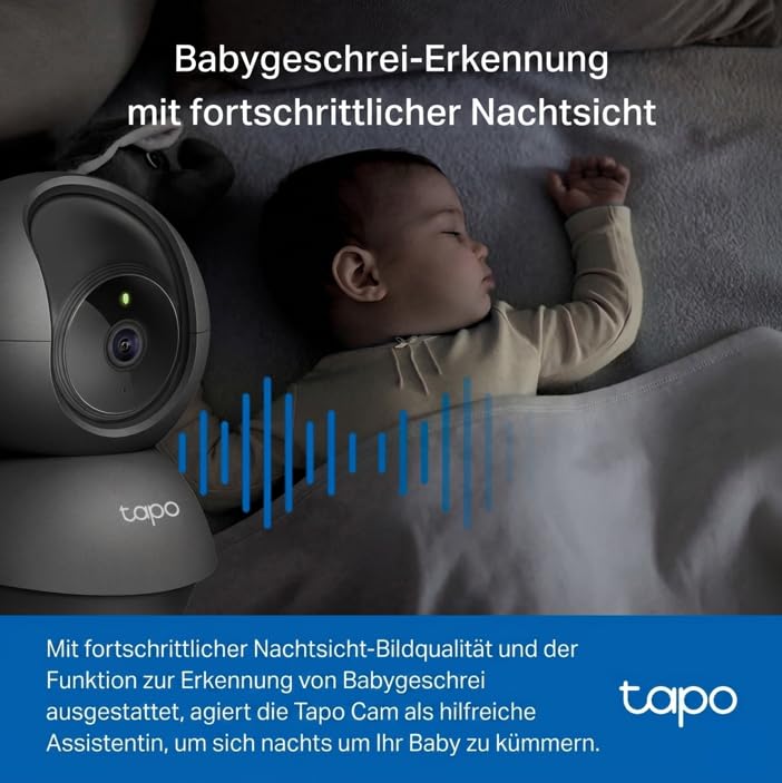 Tapo C201 360° WLAN-Überwachungskamera für Innenräume, 1080P, Nachtsicht, Bewegungserkennung, Zwei-Wege-Audio, kompatibel mit Alexa & Google Assistant, für Babys/Haustiere 6