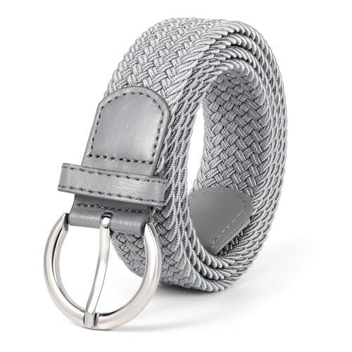 Image of JASGOOD Women Men Braided Woven Elastic Stretch Waist Belt Golf Canvas Fabric Casual Belt for Jeans Pants