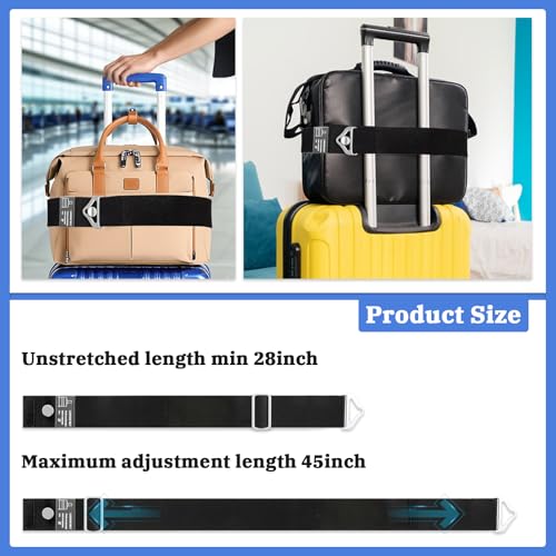 Image of Luggage Straps,Travel Belt for Luggage,Adjustable Suitcase Belts,2-in-1 Elastic Luggage Belt Bag Bungee,Hands-Free for Airport,Trip,Travel Essential Accessories,Easy to Use