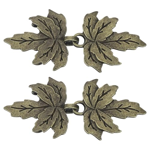 uxcell Cloak Clasp 2 Pairs Sew on Fasteners Hooks and Eyes Clasp Vintage Sweater Cape Shawl Cardigan Collar Buckles for Clothing(Bronze)