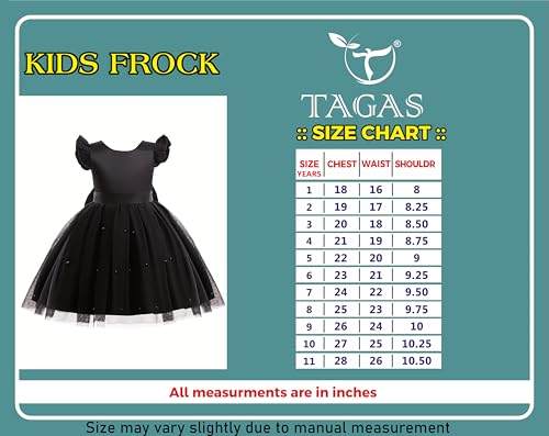 Image of TAGAS Girls Princess Party Dress | Mesh Layered Fit & Flare Frock for Girls | Pearl Embellished Tulle Dress | Birthday Dressess | Wedding Kids Fancy Frock (3-11 Years)