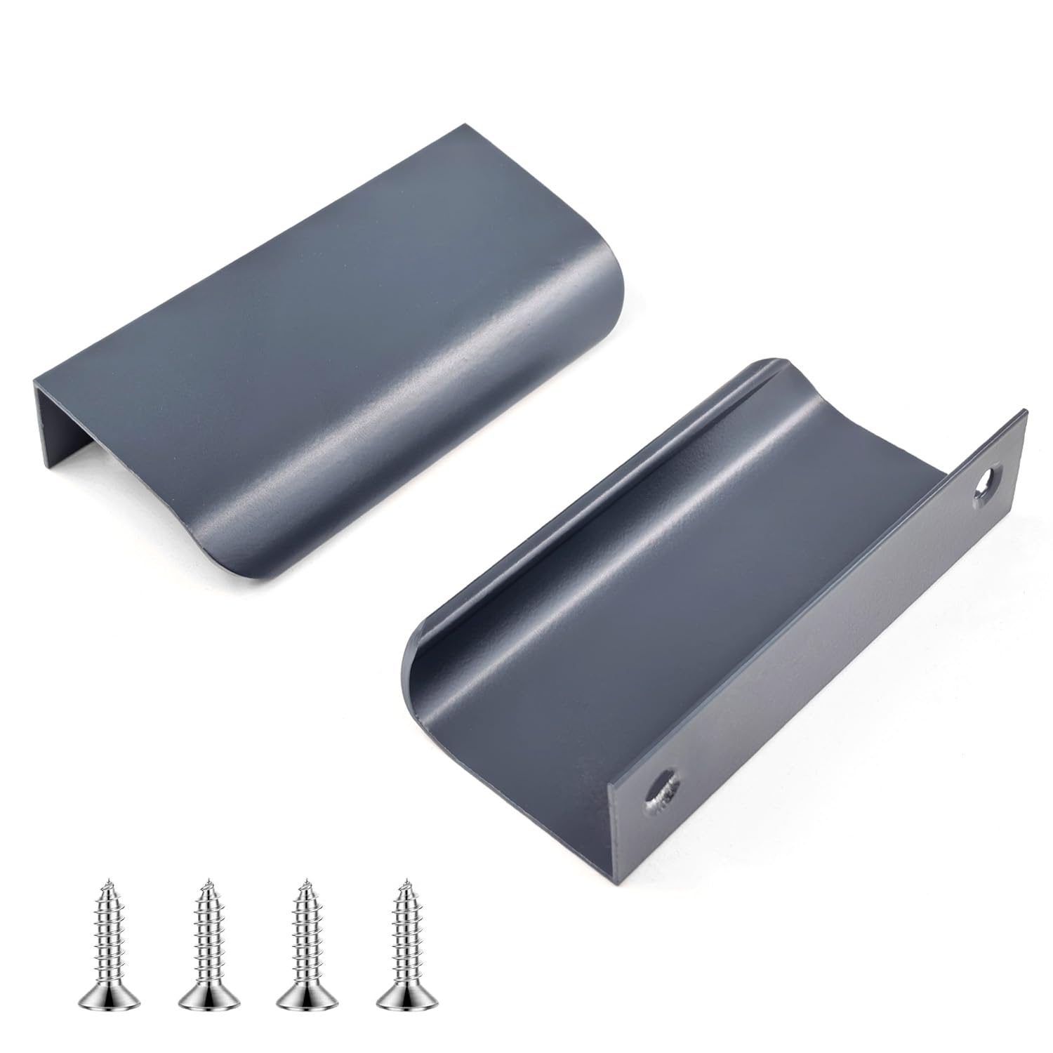 QZKJQDD 2 Pack Dark Blue Kitchen Cupboard Handles Finger Edge Pulls for Cabinets and Drawers, 80mm Wardrobe Door Handles Modern Aluminum, Matte Dark Blue â image 1