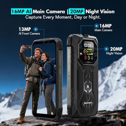 Blackview Rock 1 Android 16 Outdoor Handy ohne Vertrag 4G, 24GB+256GB, 15000mAh Outdoor Smartphone, 6.56" HD+ Dual Pantalla, 20MP+16MP, IP68 Wasserdicht Baustellenhandy, Gemini AI, NFC, OTG, Schwarz – Bild 8