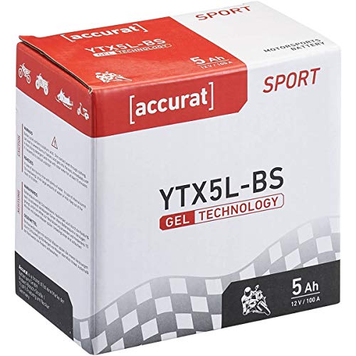 Accurat motorfietsaccu YTX5L-BS 5 Ah 100 A 12V gel-technologie startaccu in OEM-kwaliteit cyclusvast veilig opbergbaar… - Afbeelding 3