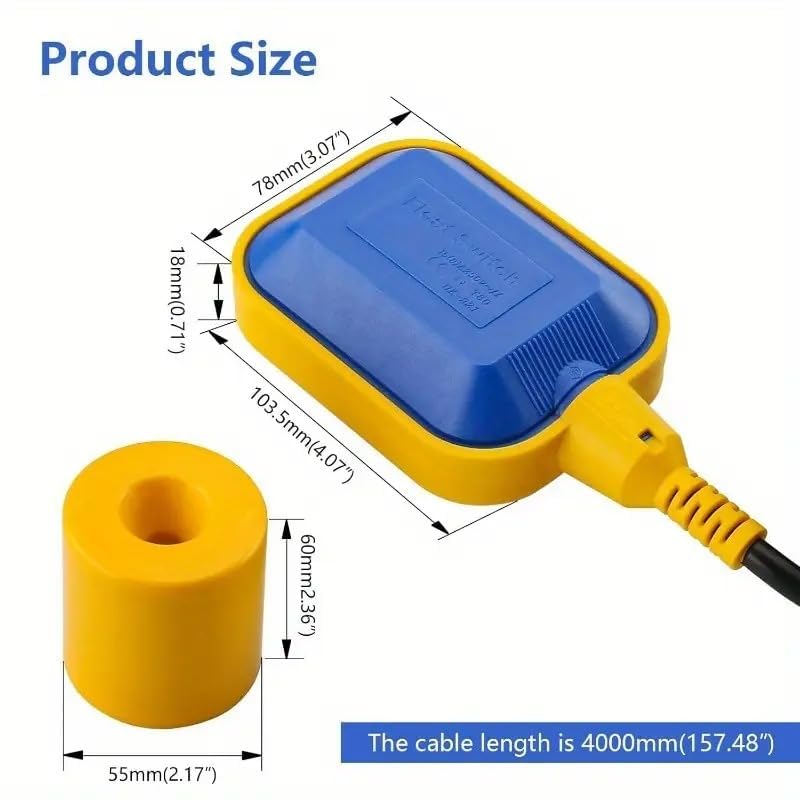 Image of HYDRO FLOW Automatic Water Level Controller Float Switch | Motor Auto On /Off System for Water Tank | Fully Automatic Cut-Off Sensor with 3 Meter Wire (Pack of 1)