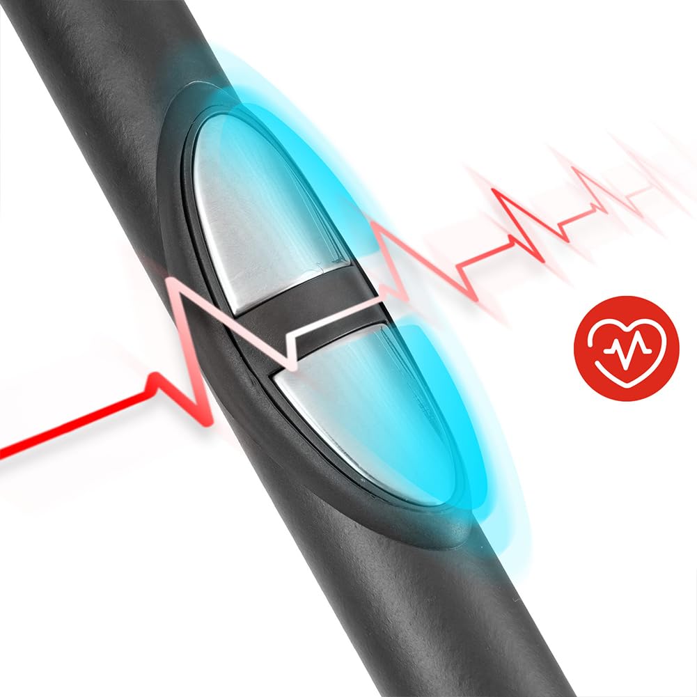 BAKAJI Cyclette per Fitness da Casa con Manico Alto e Sedile Regolabile, Bici da Palestra, Spinning Bike Verticale con Display LCD e Sensori Cardiaci e Calorie per Allenamento Gambe, Pancia, Cardio