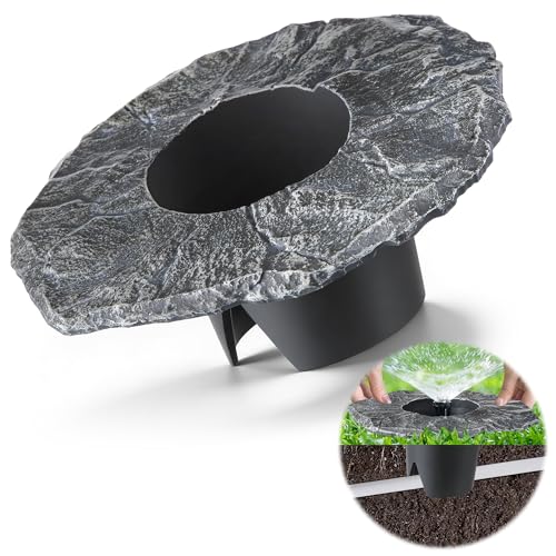 Sprinkler Head Protector Cover Guard Imitation Stone Resin Donut Style Lawn Sprinklers Head Protector Sprinklers Cover Prevents Mower & Weed Damage Easy Install Sprinkler Covers for Lawns(1 Pack)