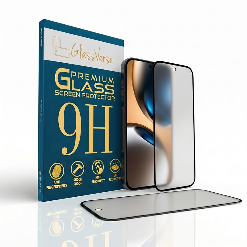 Image of GlassVerse Matte Tempered Glass for Realme GT 7T | Anti Glare, Smooth Touch Screen Protector, 9H Hardness, Edge to Edge, Case Friendly, Hassle-less Installation Kit Included. (Pack of 2)