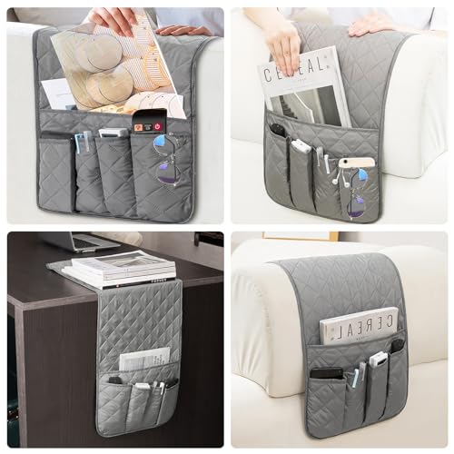 Omevett Sofa Remote Control Holder Armchair Caddy Non-Slip Bedside Sofa Caddy Hanging Soft Armrest Organiser Grey Arm Chair Tidy Organisers with 5 Pockets for Tablet Cellphone Magazines Book Glasses - Cosy Home Interiors Omevett Sofa Remote Control Holder Armchair Caddy Non-Slip Bedside Sofa Caddy Hanging Soft Armrest Organiser Grey Arm Chair Tidy Organisers with 5 Pockets for Tablet Cellphone Magazines Book Glasses - Image 7