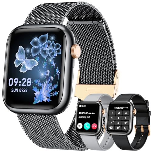 Smartwatch Women Fitness Tracker Watch: Black Smart Watches for Women Make Answer Bluetooth Call Android Phones iPhone Compatible 123+ Sport Modes IP68 Waterproof Digital Pedometer Heart Rate Monitor