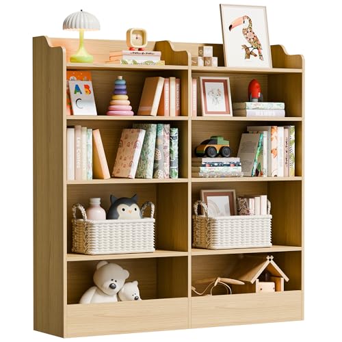 Image of Cozy Castle Toy Storage Organizer, 5 Tier Kids Bookshelf, 10 Cube Toddler Bookcase Storage Cabinet for Playroom, Kids Room, Living Room, Nursery, Cubby, Kindergarten (Oak)