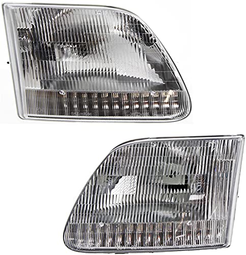 Garage-Pro Driver and Passenger Side Headlight for Ford F-150 1997-2003 Halogen With bulbs Built From July 1996; Non-SVT Replaces # 3L3Z13008CA, 3L3Z13008DA