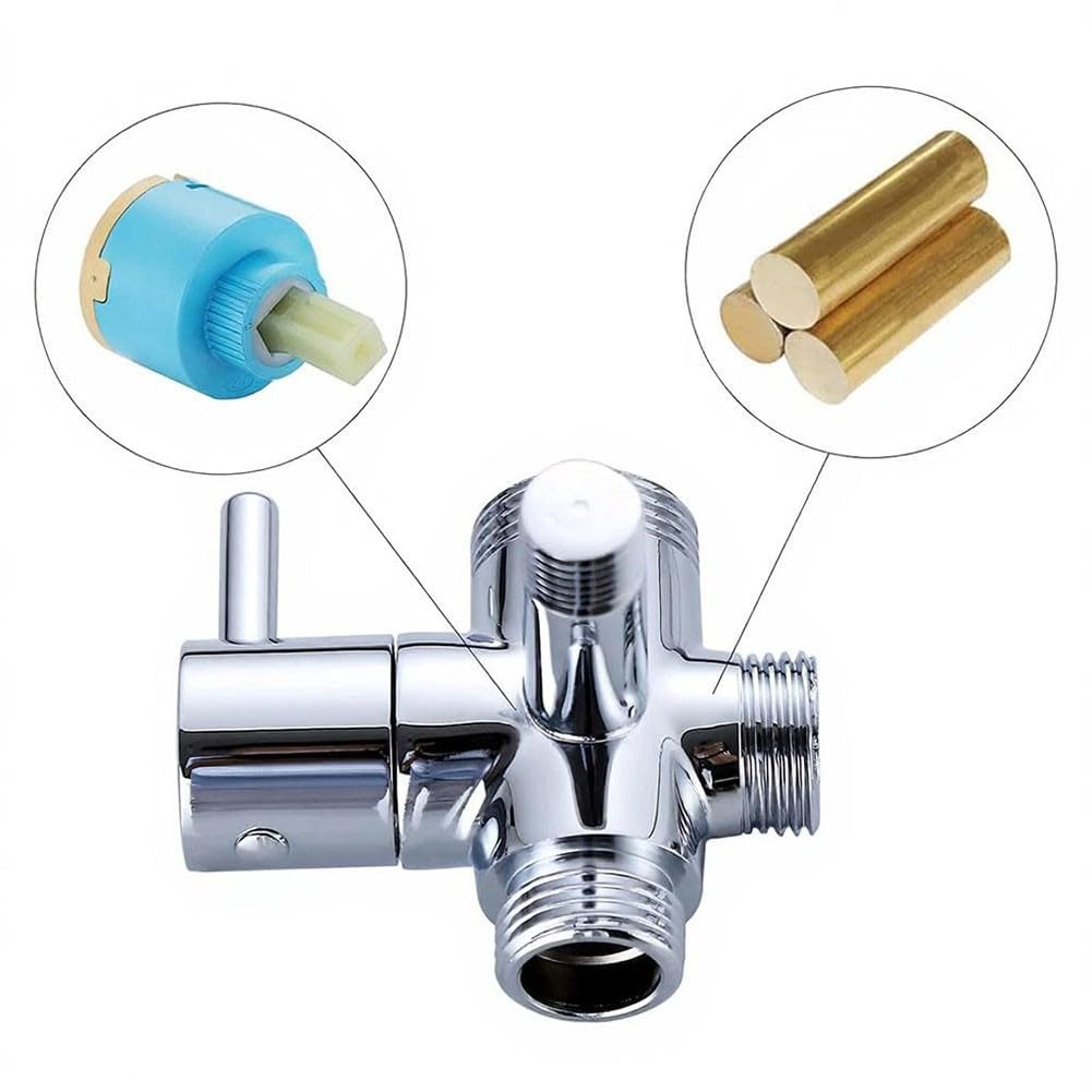 Valvola deviatore doccia a 3 vie, valvola a T in ottone G1/2" + G3/4 bagno