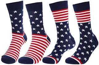 VALICLUD 2 Pairs Cotton Socks American Flag Stripe Design Socks Fashion Socks for Men