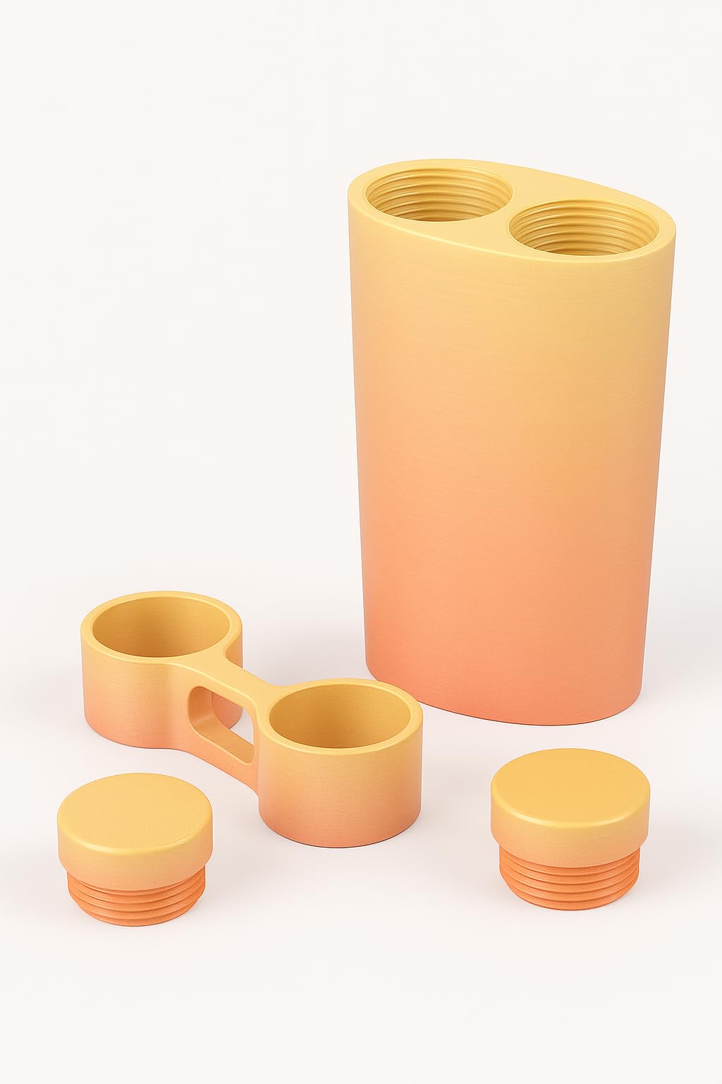 3D printed Universal Pen storage Tube +Finger Grip Adapter Dual-Chamber Twist-Cap Case Holds Pen, Spare Tips & Wipes Ergonomic Handling Aid | Pen NOT Included (sunset rainbow random colours)