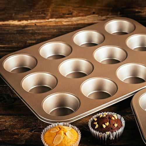Cupcake Pan Cupcake Pan 6/12 cavità riutilizzabile Non- Bakeware Acciaio al carbonio Cucina Biscotti Muffin Vassoio Pan Forniture Panetteria Teglia Teglia Stampo - immagine 5