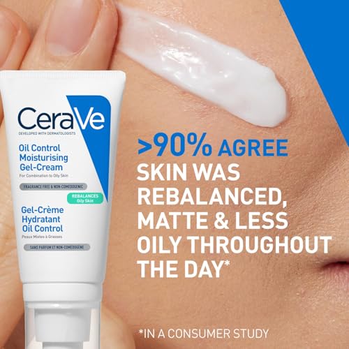 Image of CeraVe Oil Control Gel Cream lightweight Moisturizer for Oily & Combination Skin with Ceramides, Hyaluronic Acid & Niacinamide | Dermatologist Recommended (52ml)