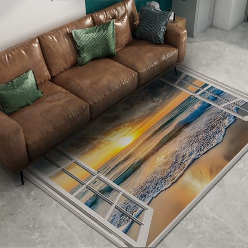 Tapis de sol 3D effet fenetre theme ocean antiderapant lavable 140x200 - 6