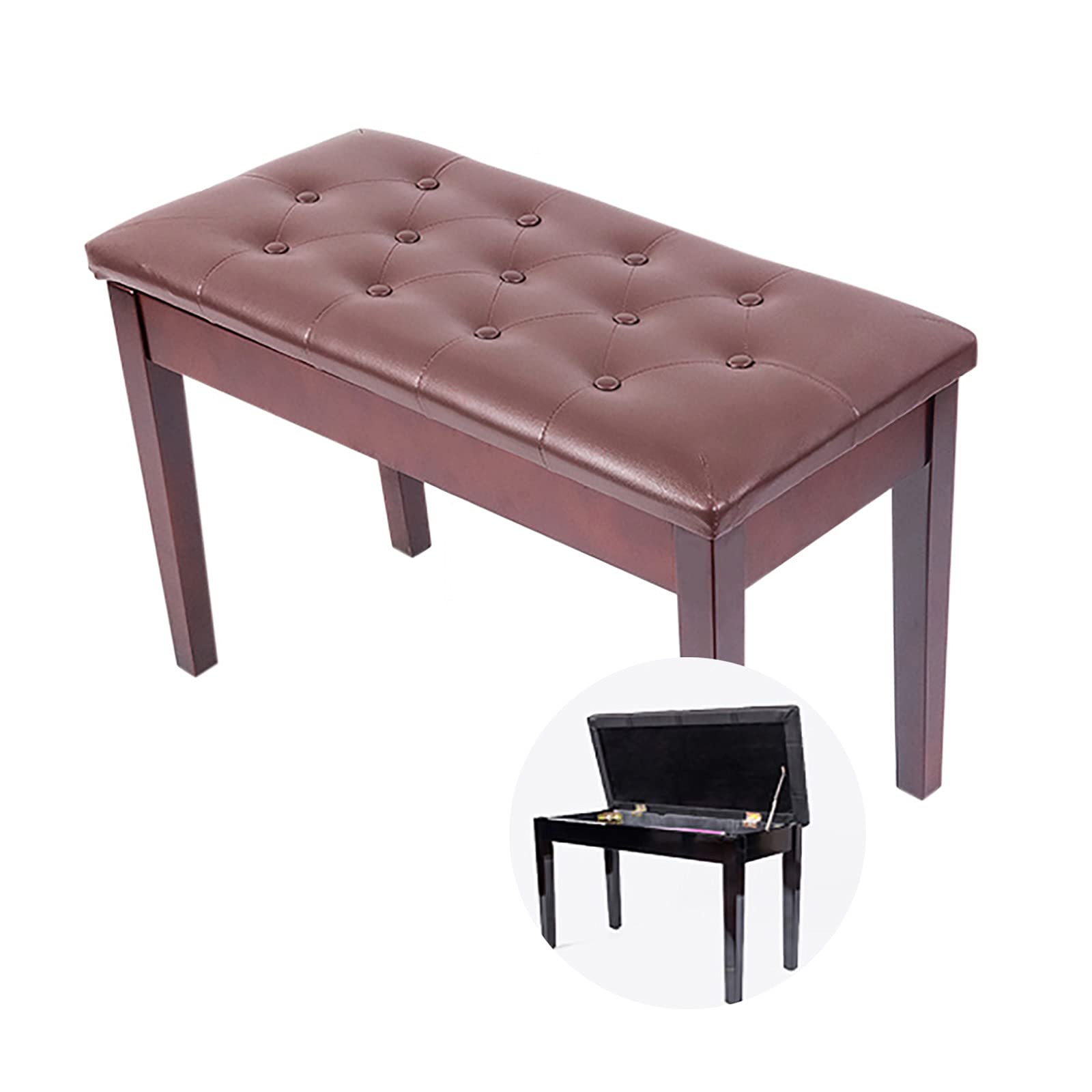 Sgabello Per Pianoforte HOMCOM - Altezza Regolabile 45-55cm, In Legno E Pelle PU, Supporto 200kg - Foto 5