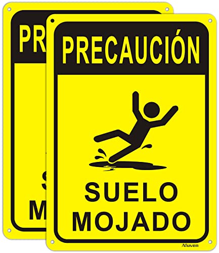 Señal Peligro Cuidado Suelo Resbaladizo 25x18cm señalizacion Precaución Suelo Mojado Limpieza resbaladizo Advertencia de Peligro de Seguridad Señaletica de aviso aluminio Interior-Exterior 2 piezas Cover