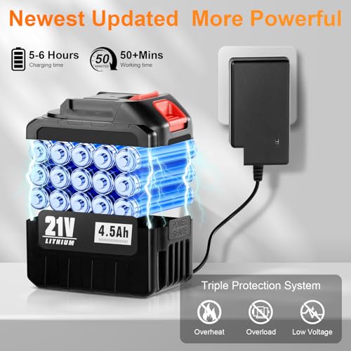 Image of Cordless Pressure Washer Battery Powered,Portable Power Washer with 2pcs 4.5Ah Battery&Charger & 6-in-1 Nozzle (one Size)