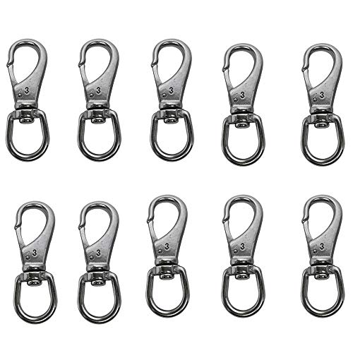 Prolinemax 10 Pc 1'' Boat Marine Stainless Steel Swivel Eye Snap Hook 250 Lbs Working Load SS316 Hardware
