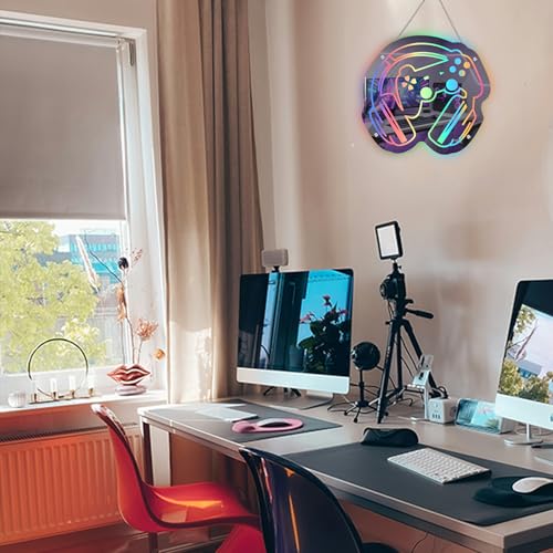 Image of Gaming Neon Sign Smart Mirror LED Light with APP Control and Music Sync Color-Changing Gamer Wall Sign for Game Room Bedroom Man Cave Cool Game Gifts for Teens and Players