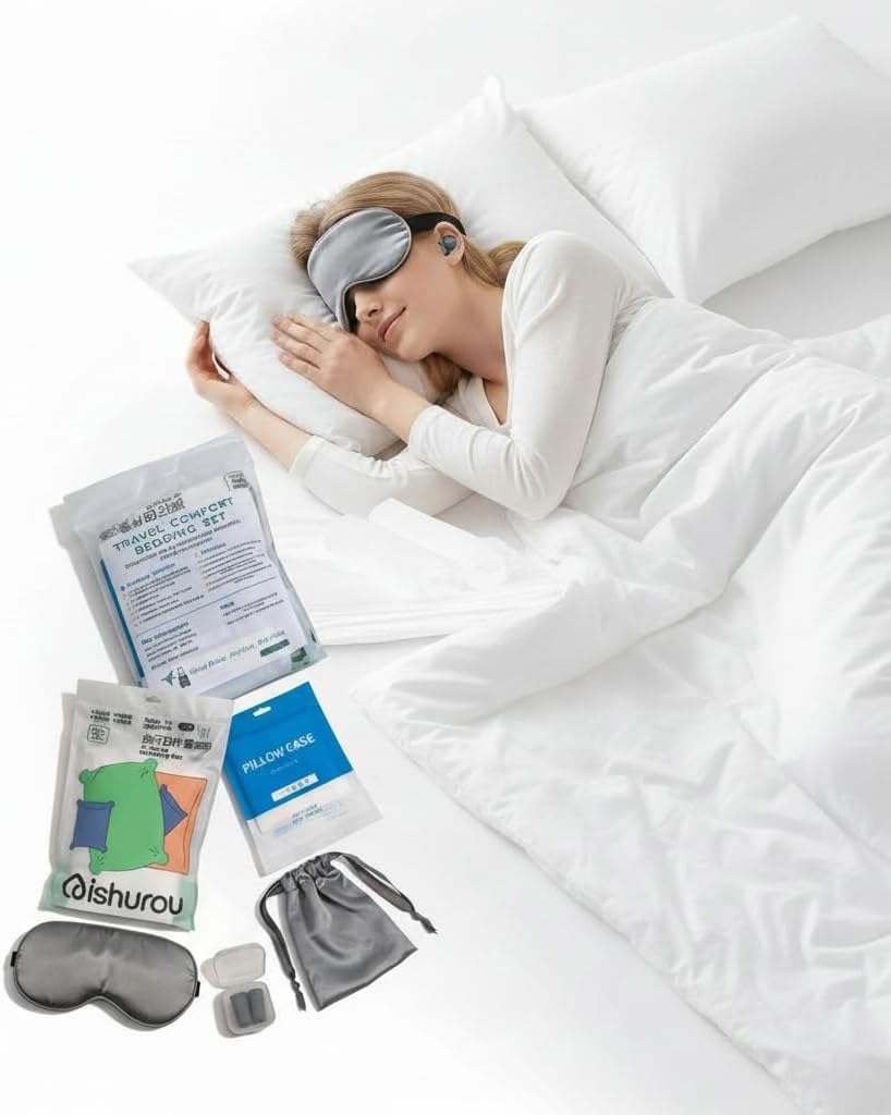 Travel Clean Sleep & Towel Bundle - Disposable Hotel Bedding Set with Compressed Travel Towels, All-in-One Travel Hygiene Kit for Business Trips, RV, Hotels & Outdoor Activities