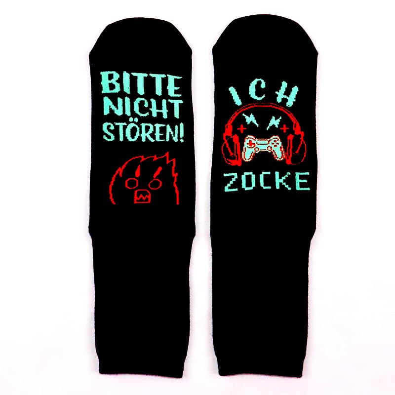 Lustige Gaming Socken Gamer Geschenk Mit Spruch Bitte Nicht Stören Ich bin am Spielen Neuheit Zocke Zocken Socken Geschenke Für Zocker Männer Herren Jungs Teenager Spieler Geburtstag Weihnachts