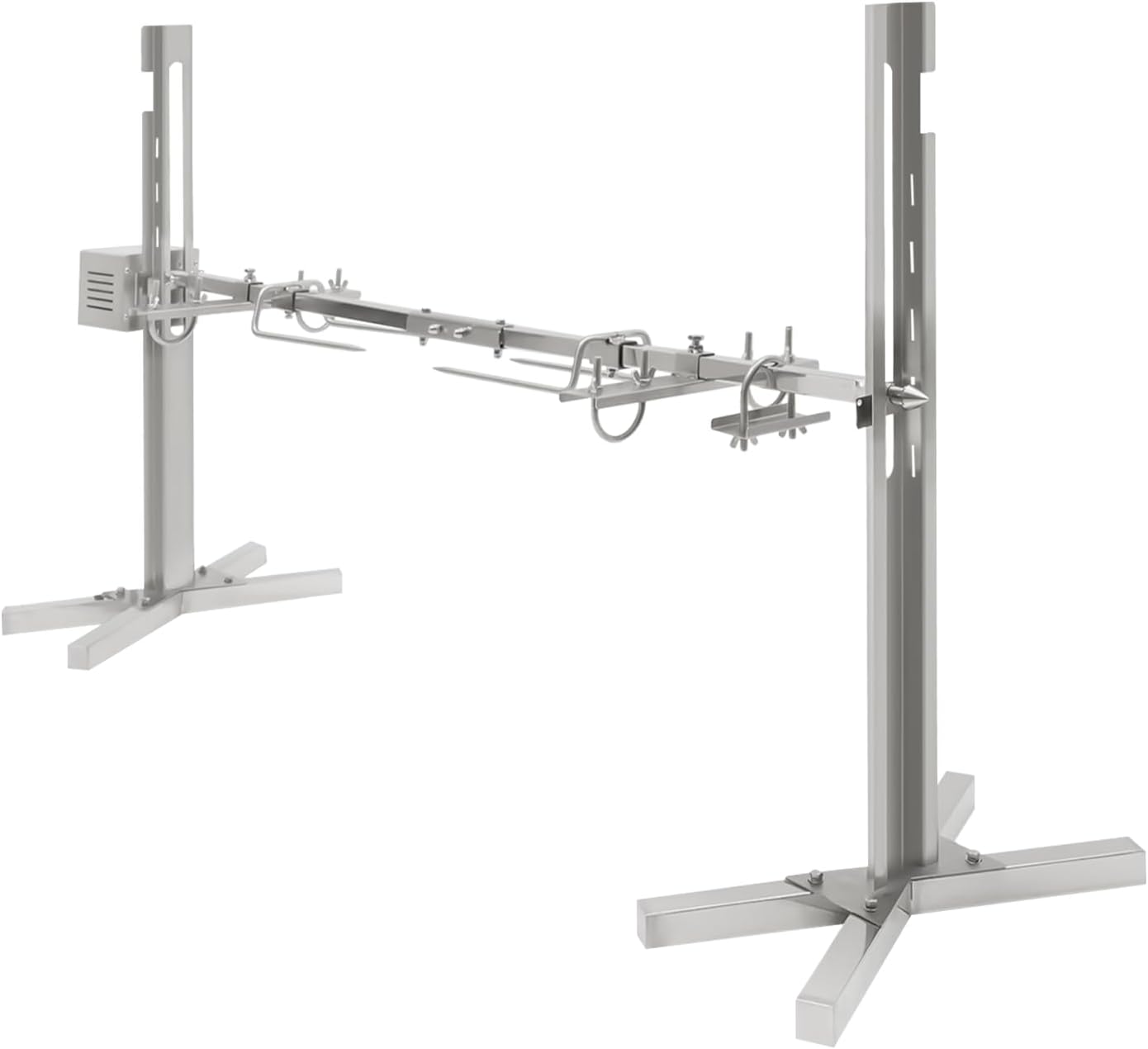 53" Electric BBQ Rotisserie Spit Roaster Kit, 15W Motor, Stainless Steel Tripod Stand, Height-Adjustable, Portable Charcoal Grill for Whole Pig, Lamb, Chicken, Goat, Camping & Outdoor Picnic