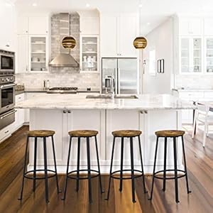 Yaheetech 29.5 inch Bar Stools Set of 2 Bar Height Stools Industrial Tall Bar Chair Round Backless Counter Stools with Metal Legs for Dining Room/Living Room/Kitchen Counter Rustic Brown Yaheetech 295 inch Bar Stools Set of 2 Bar Height Stools Industrial Tall Bar Chair Round Backless Counter Stools with Metal Legs for Dining RoomLiving RoomKitchen Counter Rustic Brown