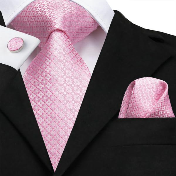 Image of Dubulle Mens Paisley Floral Silk Tie for Men Striped Necktie and Pocket Square Cufflinks Set Wedding Business