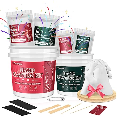 Teexpert Hand Casting Kit, Couples Gifts For Him Or Her, Birthday Gifts For Women Wedding Gifts, Valentines Day Home Decor Super White Including Base And Practice Kit #TOP17