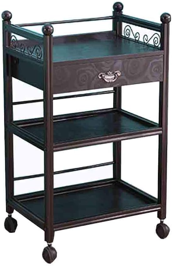 3 Layer Beauty Spa Cart Tattoo Embroidery Nail Pot Tool Cart with Drawer Thick Partition Storage Cart (Dark Coffee Color Size: 50x33x75cm)