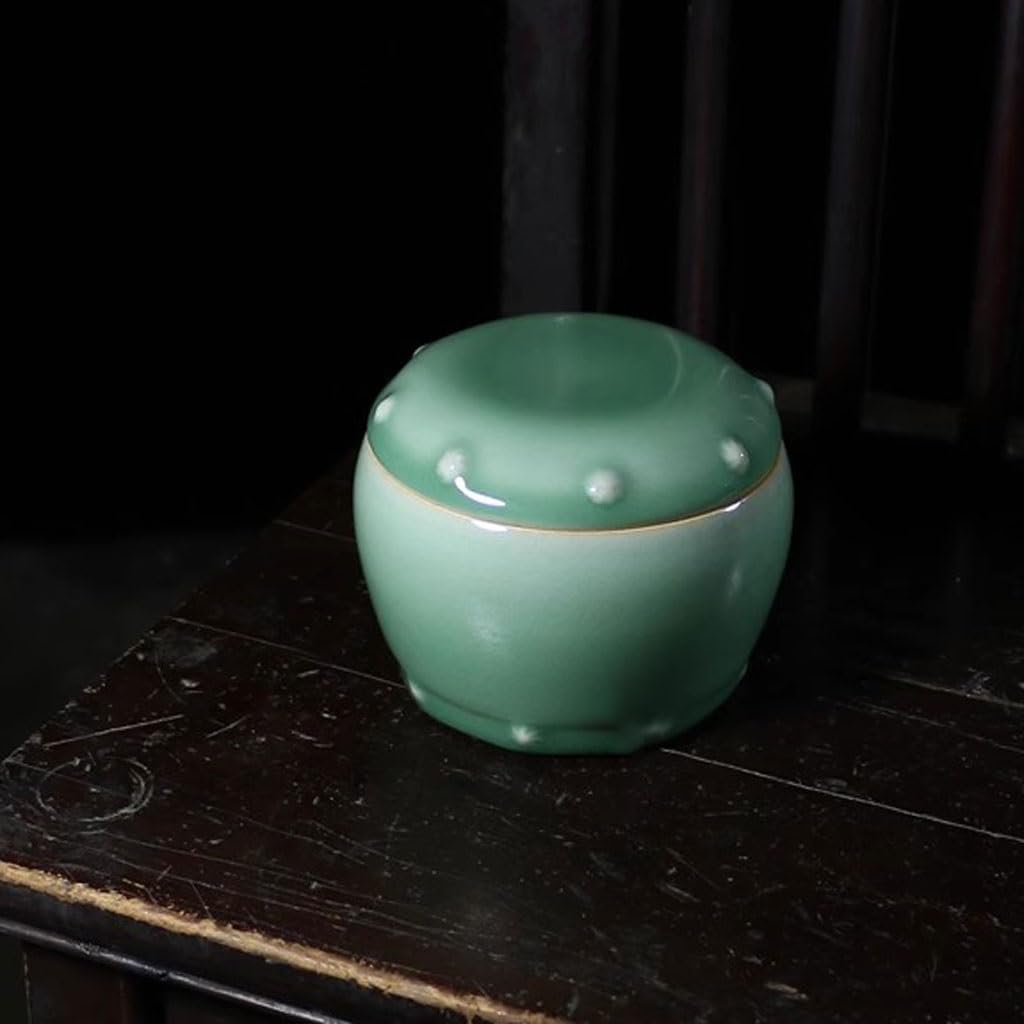 Tarro de Almacenamiento, Tarro de té de celadón, Juego de té Puer Sellado de cerámica, Almacenamiento de té portátil para el hogar, para té, café, azúcar, nueces, Botes de COC