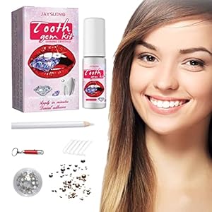 Tanden Decoratieve Sieraden,Kunstmatige diamanten tandsteenset met bindhars, katoenrollen – Vrouwen tand ornamenten tijdelijke tand edelstenen voor thuis Cravin