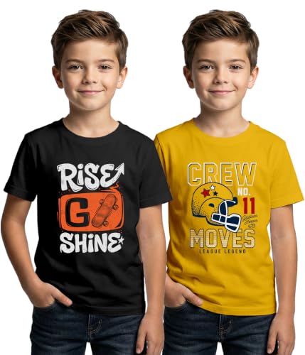 Image of XENOVAURBAN Kids Tshirt 2 Combo for Boys /Girls | Cotton Fabric | Graphic Printed Round Neck T-Shirt for Kids - KRN2-PRINTED-PAR