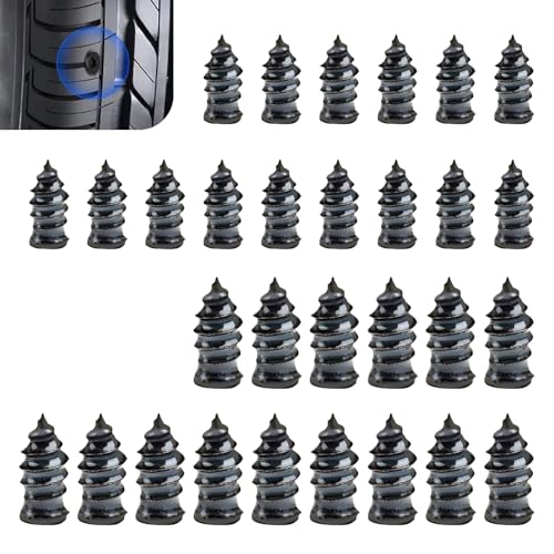 Image of 30 PCS Car Tire Repair Rubber Spike Kit, 0.2 inch x 0.47 inch + 0.26 inch x 0.59 inch Waterproof High Temperature Resistant Tire Tight Fit Seal Quick Repair Tool, Replacement Parts, for Cars (Black)