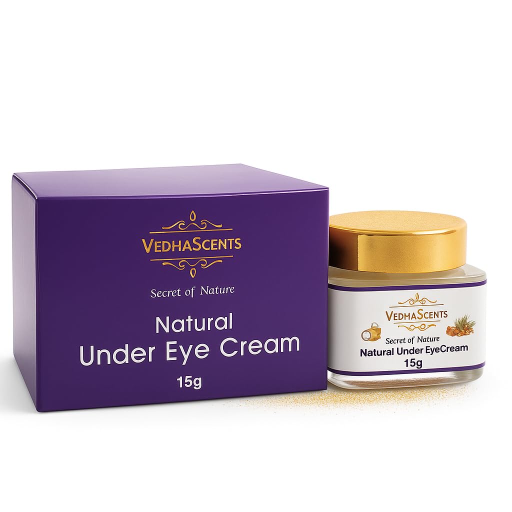 Under Eye Cream for Dark Circles, Puffiness and Fine Lines with Shea Butter, Almond Oil and Rose Oil, Natural, 15 g
